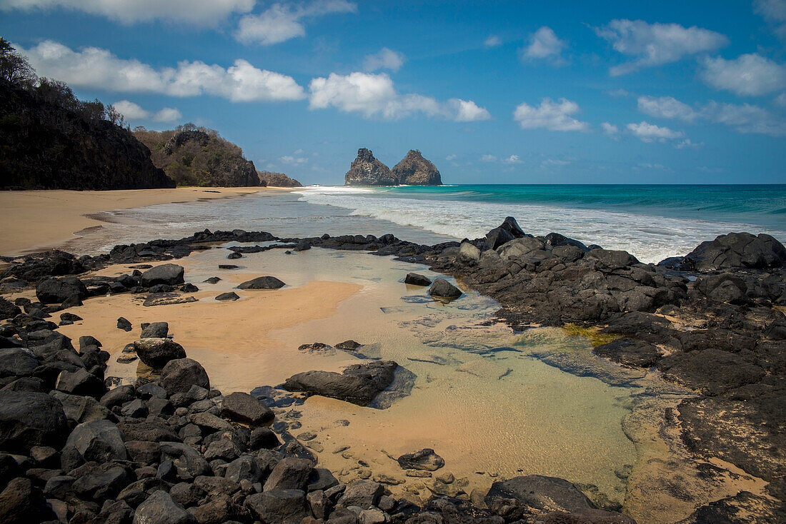 View Of Morro Dos Irmaos From Praia Do Bode; Fernando De Noronha Pernambuco Brazil