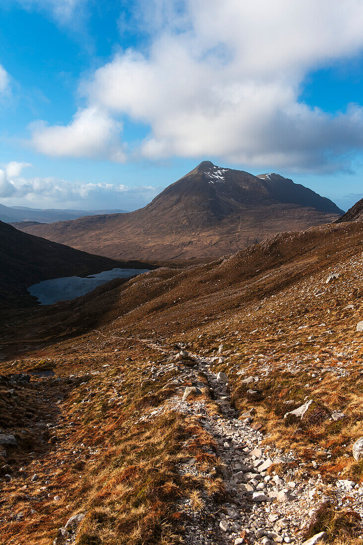 Rocky path leading towards ben damph; Torridon highlands scotland