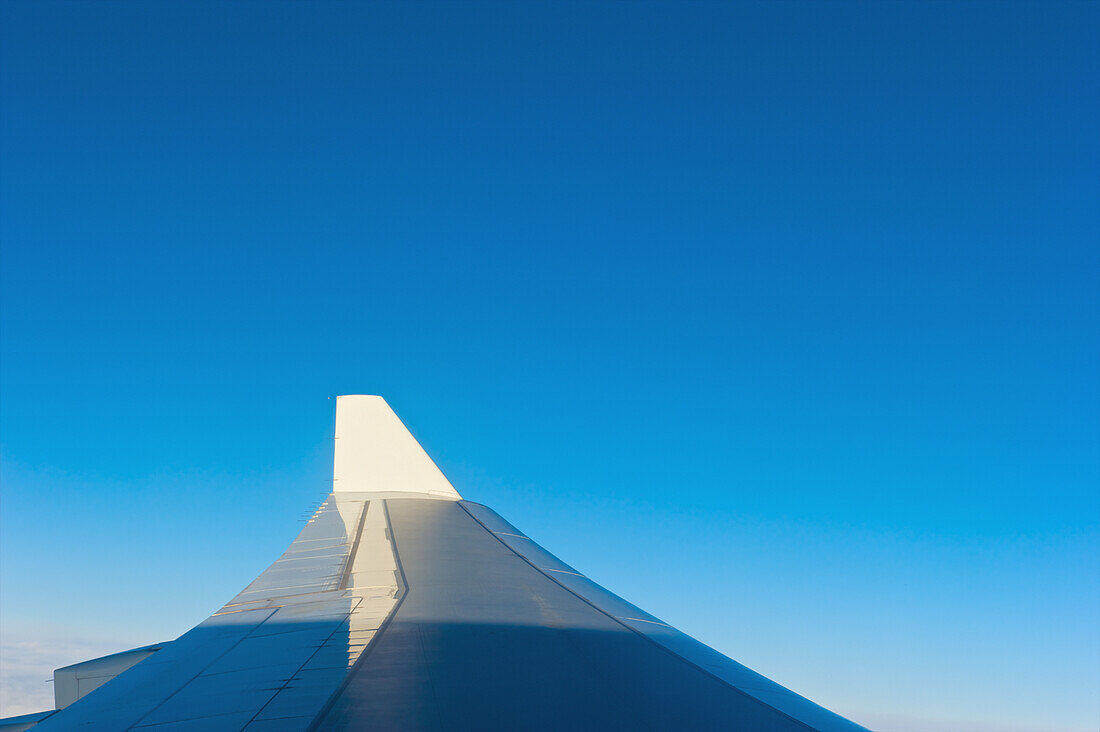 Wing Of An Airplane In A Blue Sky; Beirut, Lebanon