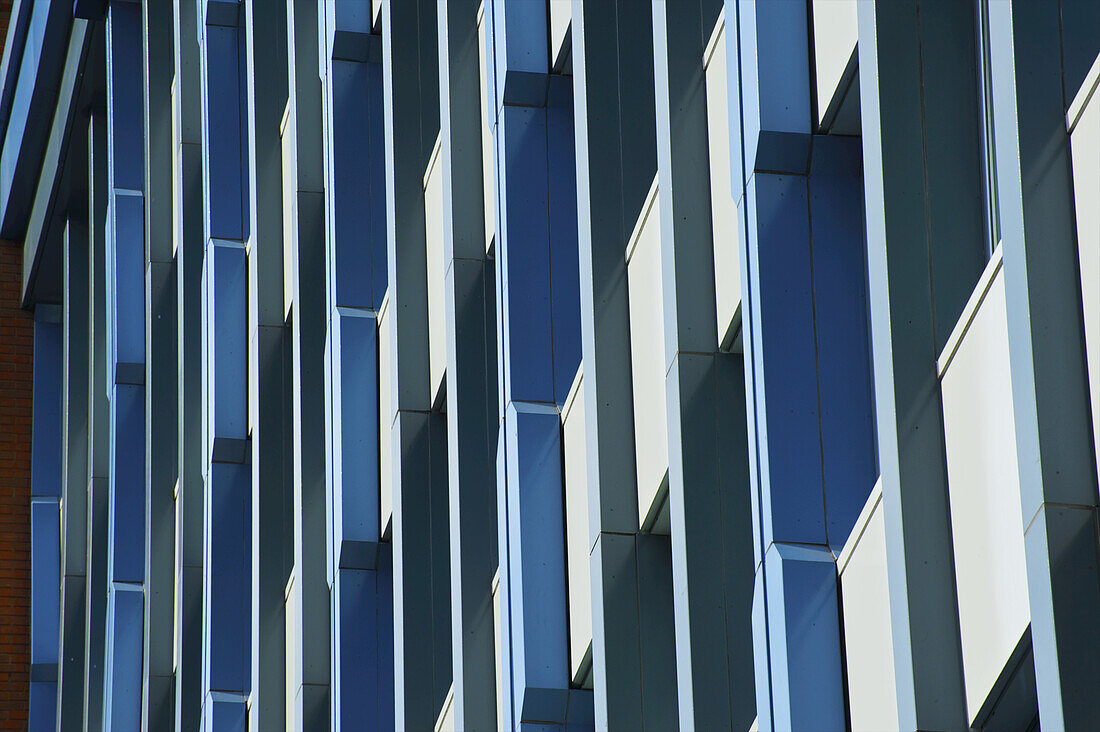 Facade Of A Building With Three Tones Of Blue And White; London, England