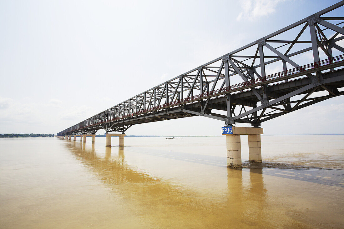 Bridge Over The Irrawaddy River, Near Bagan; Mandalay Region, Burma