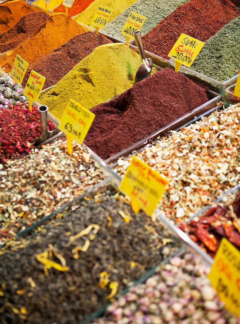 Spices For Sale In The Spice Bazaar; Istanbul, Turkey