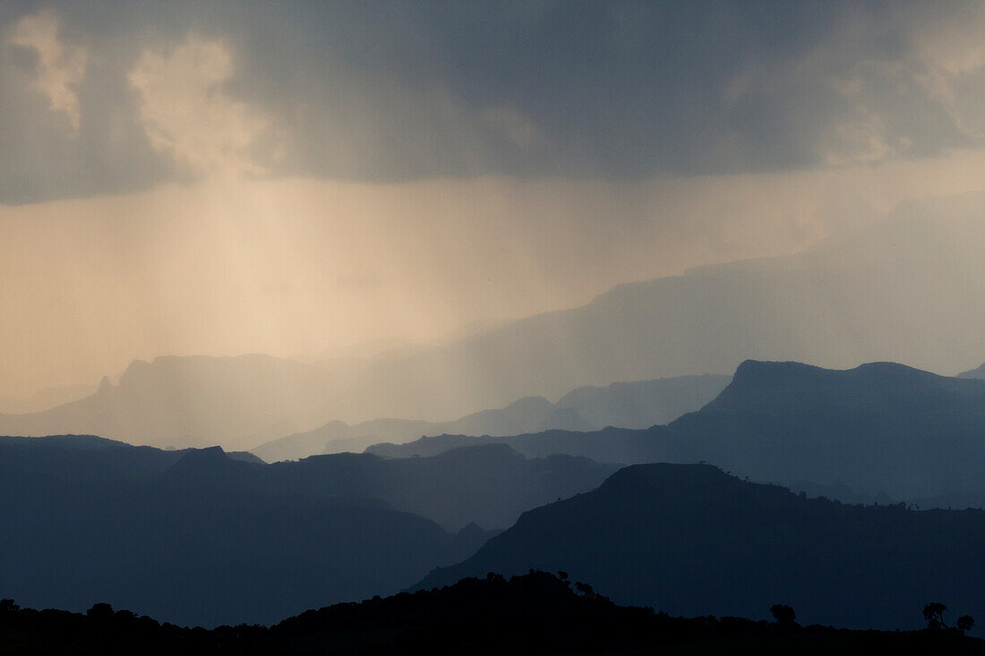 Africa, Ethiopian Highlands, Western Amhara, Simien Mountains National Park. View of the Simien Mountains.