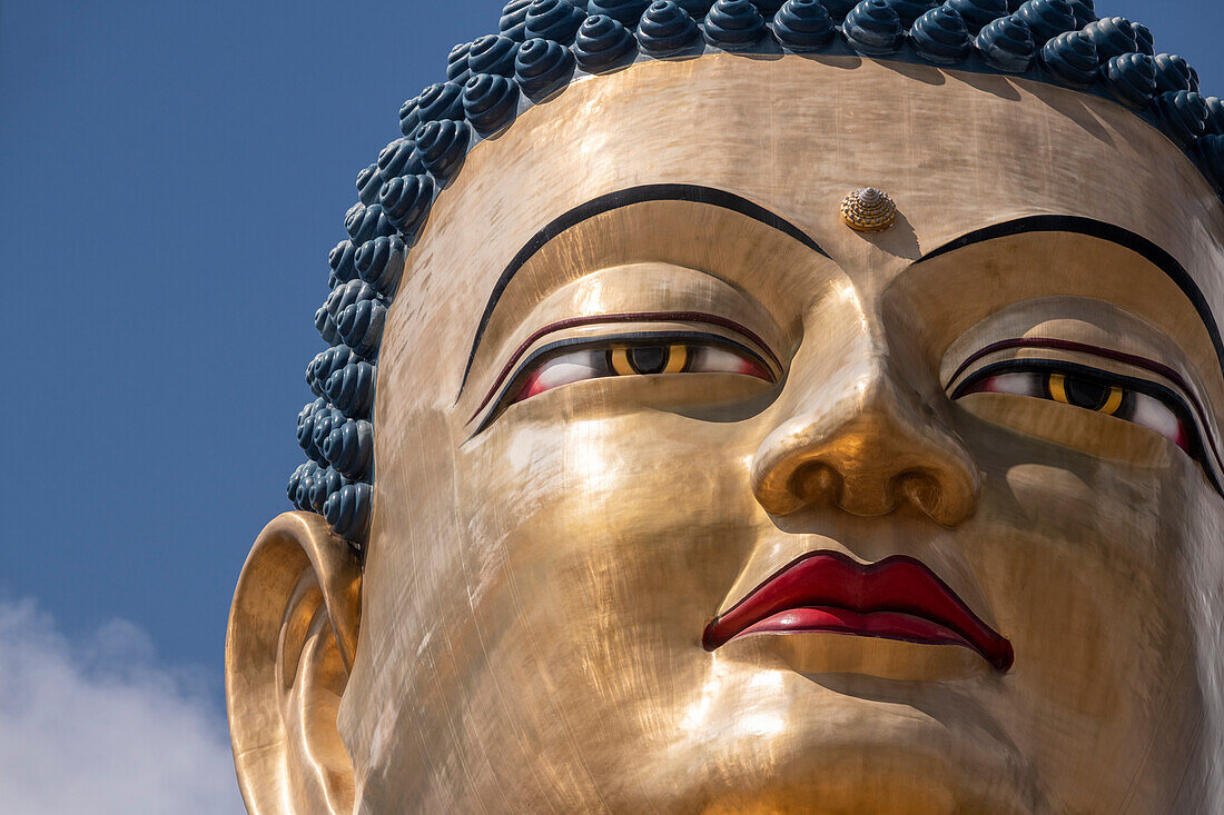 Bhutan, Thimphu. Kuensel Phodrang, aka Buddha Point, largest Buddha statue in the country. Statue detail.