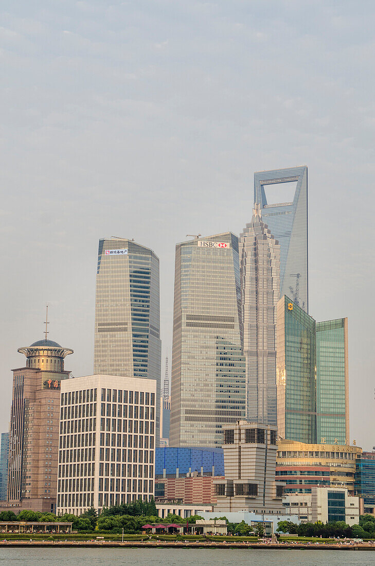 Pudong district skyline and Huangpu River Shanghai, China.