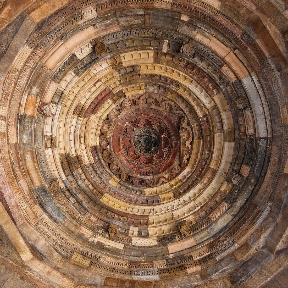 Asia. India, Ceiling details at the Qtub Minar of the Alai-Darwaza complex in New Delhi.