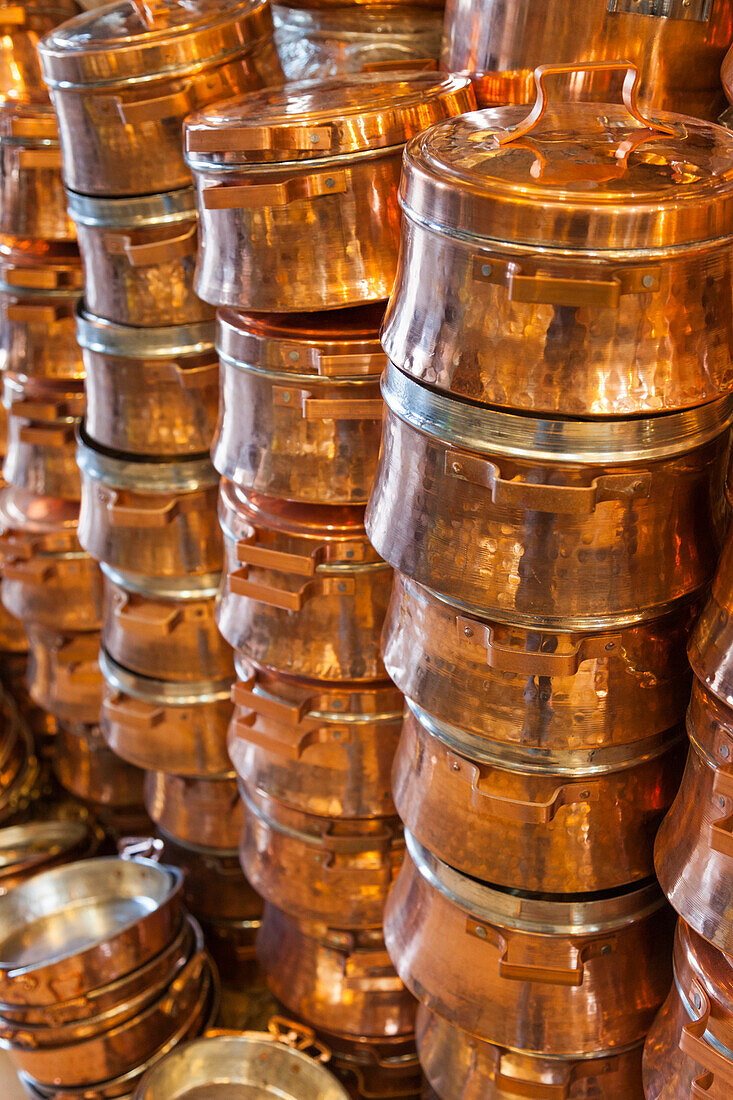 Southeastern Iran, Kerman, End To End Bazaar, Copper Pots