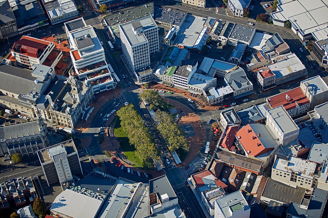 The Octagon, Dunedin, Otago, South Island, New Zealand, aerial