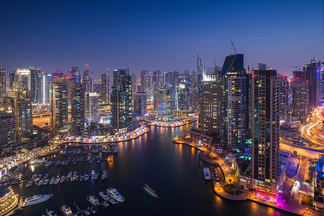 UAE, elevated view of Dubai Marina