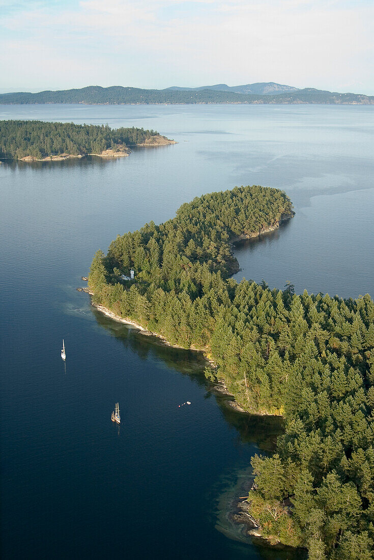 Canada, British Columbia. Aerial photograph of Russell Island, Gulf Islands National Park Reserve of Canada