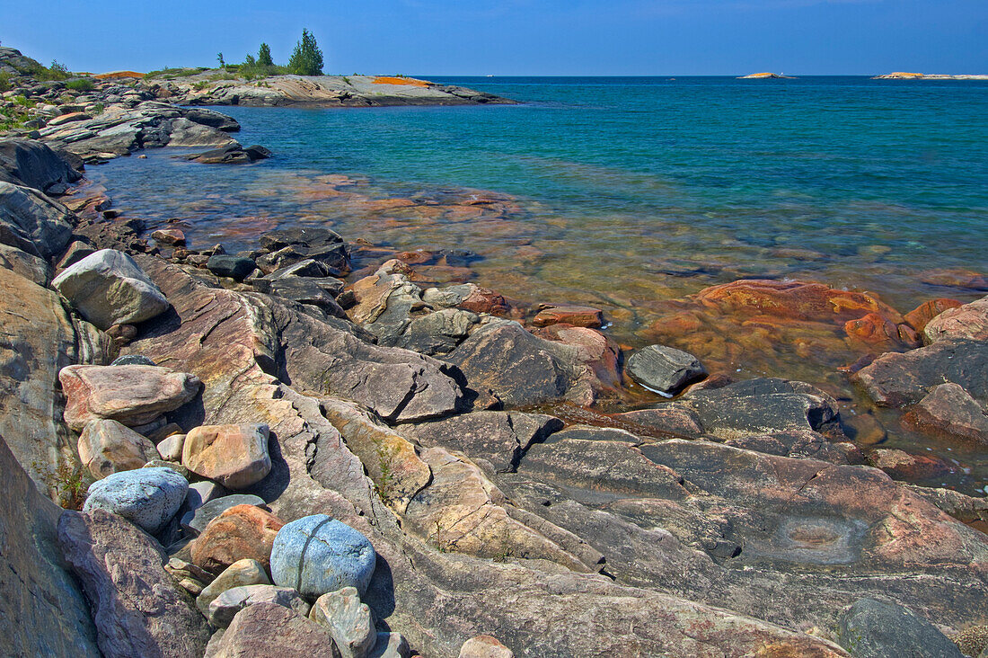 Kanada, Ontario, Killarney Provincial Park, Präkambrium-Schildgestein