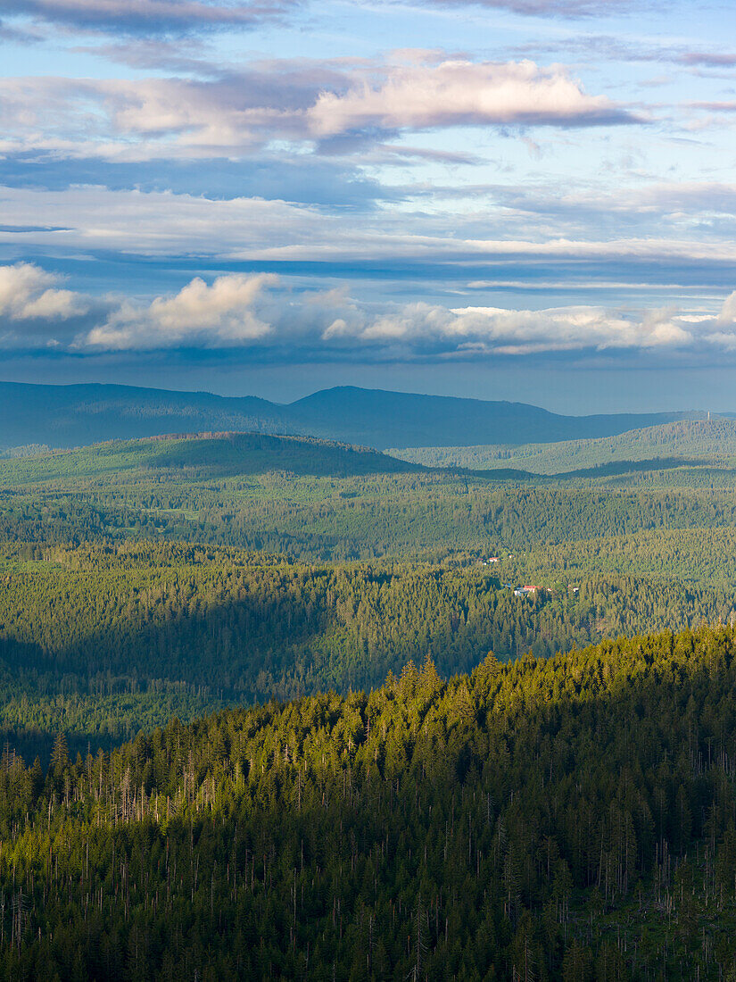 View from the peak of Mt. Lusen in the National Park Bavarian Forest (NP Bayerischer Wald). Europe, Germany, Bavaria