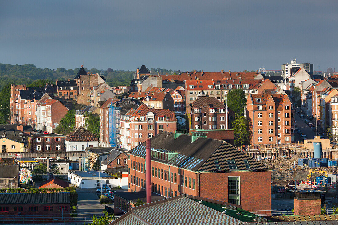 Denmark, Jutland, Aarhus, elevated city view