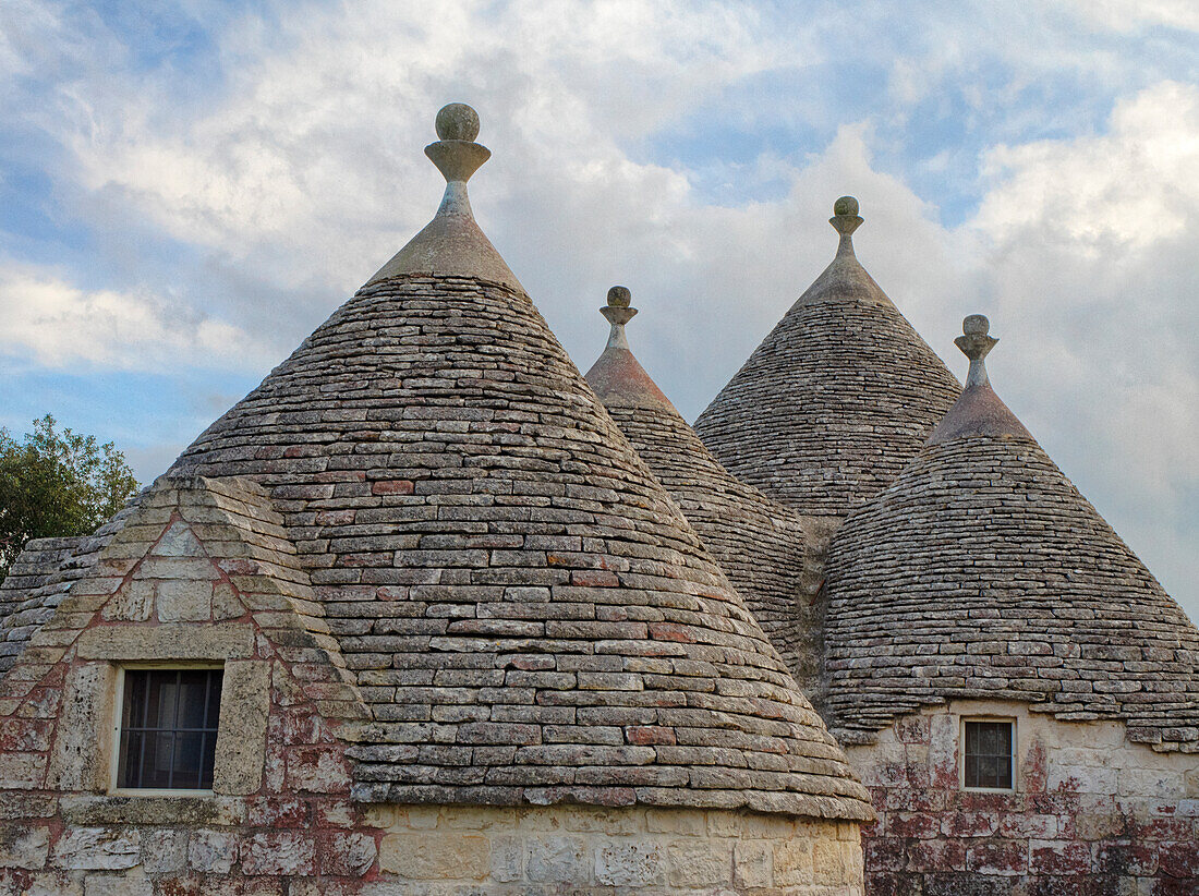 Italy, Alberobello. Rooftops of the typical trulli houses in Alberobello.