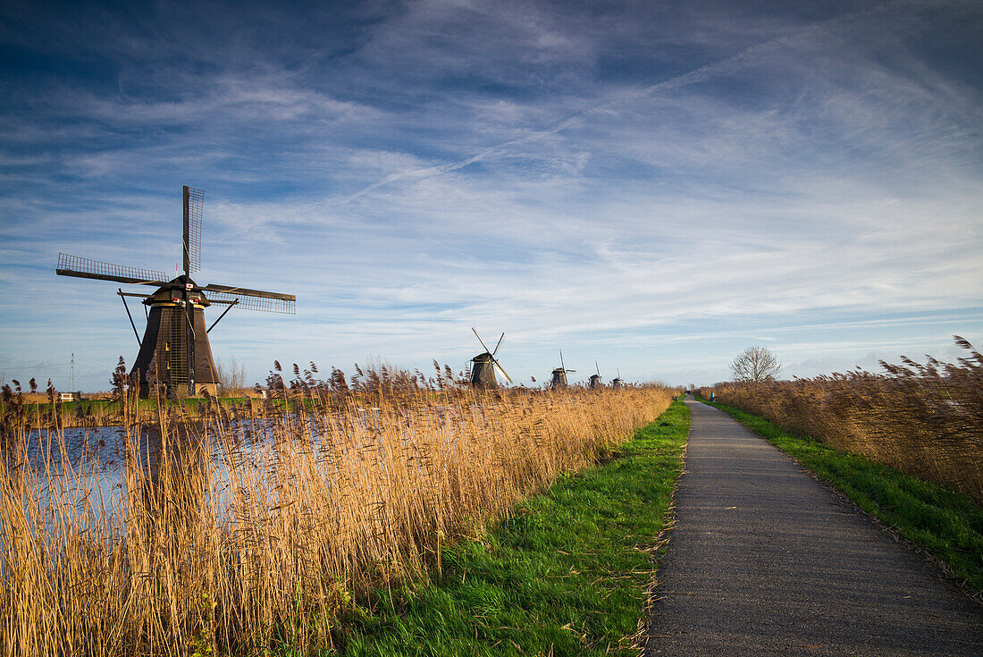 Netherlands, Kinderdijk. Traditional Dutch windmills