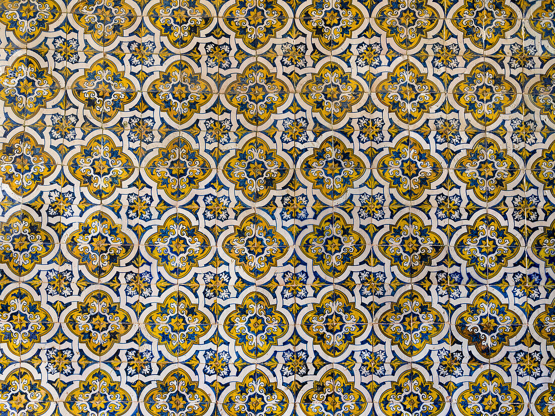 Azulejo in the Convent of Christ, Convento de Cristo, in Tomar. Part of the UNESCO World Heritage Site, Portugal