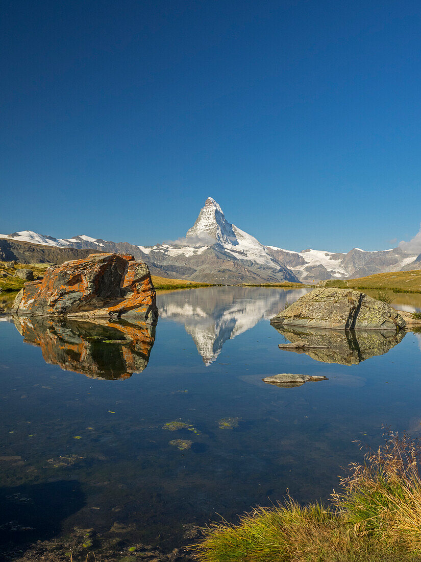 Switzerland, Zermatt, Matterhorn reflected in Stellisee