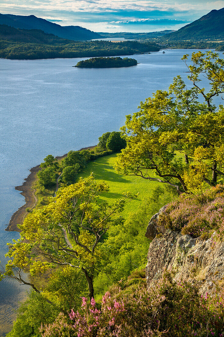 Blick über Derwentwater vom Surprise View, Lake District, Cumbria, England