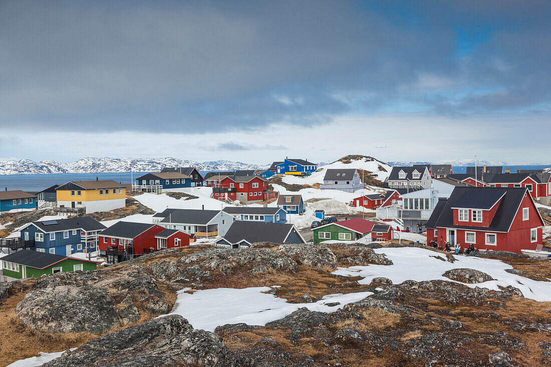 Greenland, Nuuk, Kolonihavn area, residential houses