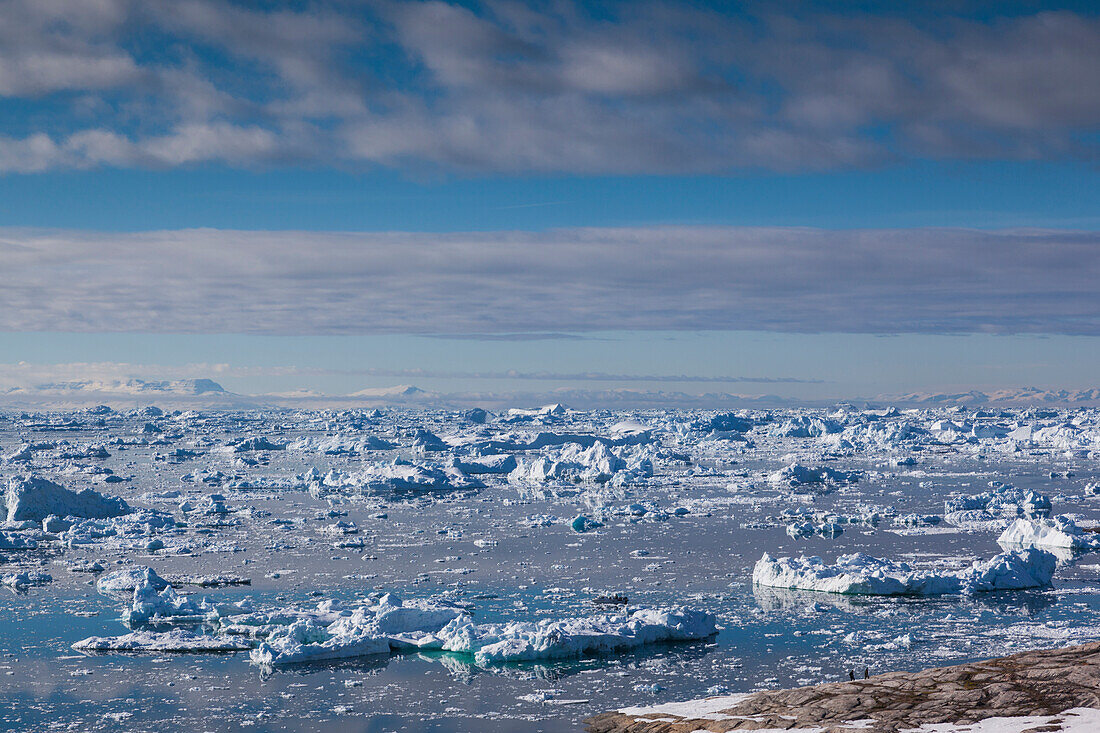 Grönland, Diskobucht, Ilulissat, Blick auf schwimmendes Eis