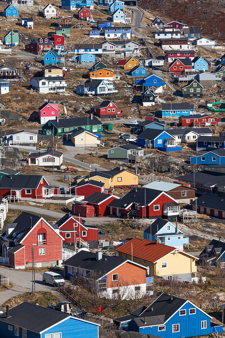 Grönland, Qaqortoq, Blick auf die Stadt von oben