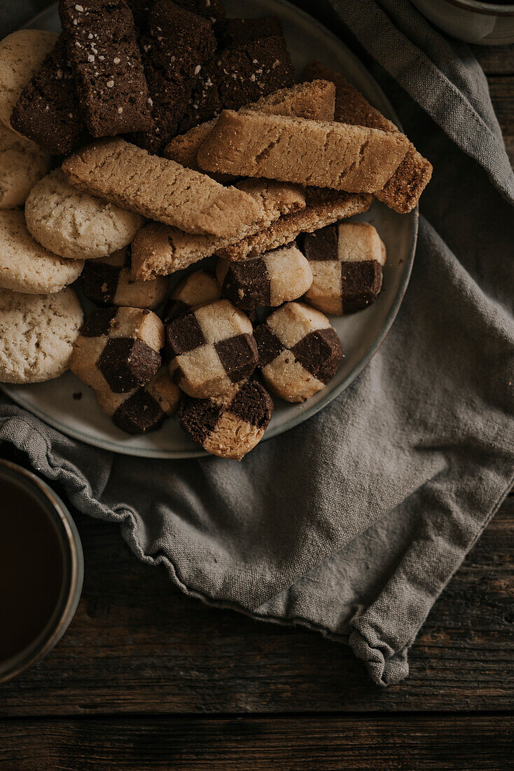 Various biscuits on plate