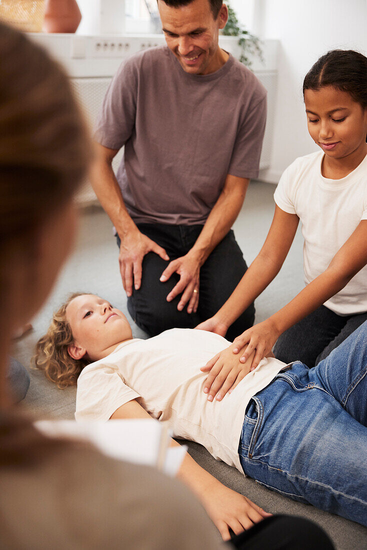 Teachers giving first aid training