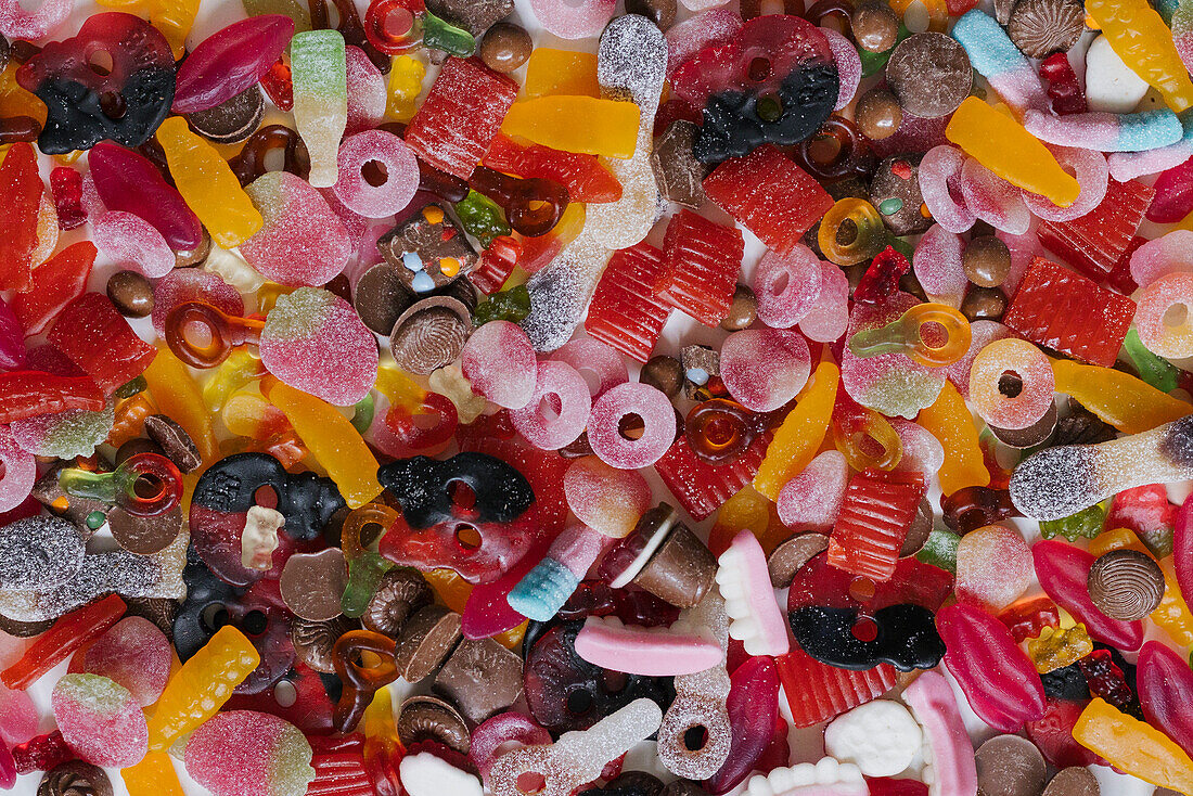Assorted candies background