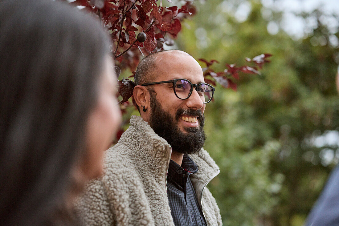 Smiling man looking away