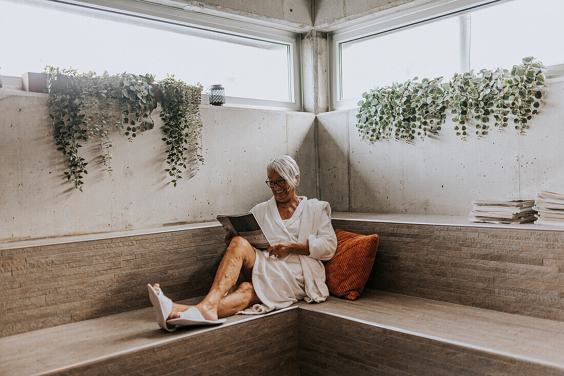 Woman relaxing in spa