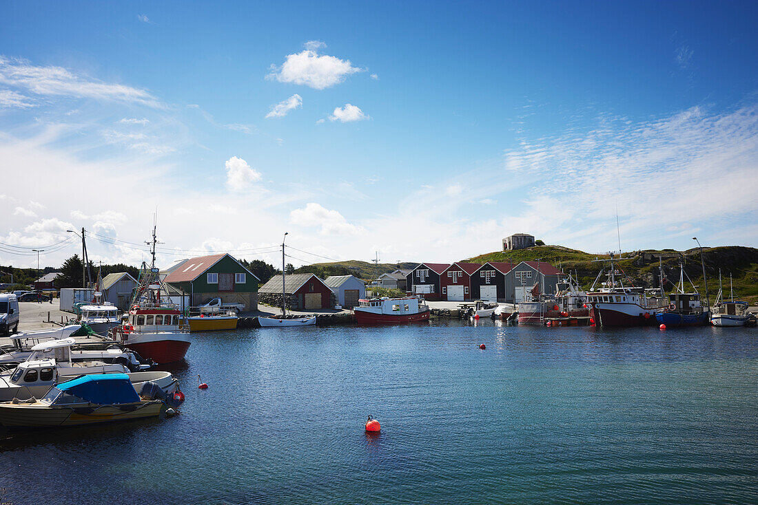 Fishing boats moored at sea