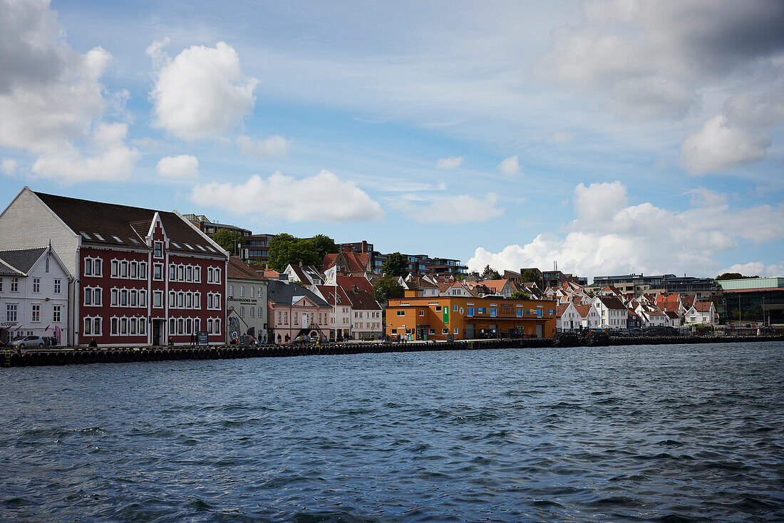 View of houses at sea