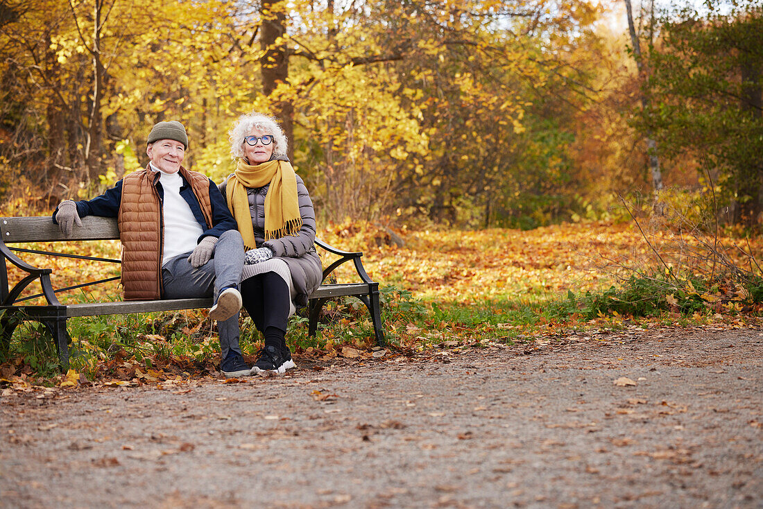 Senior couple resting in park