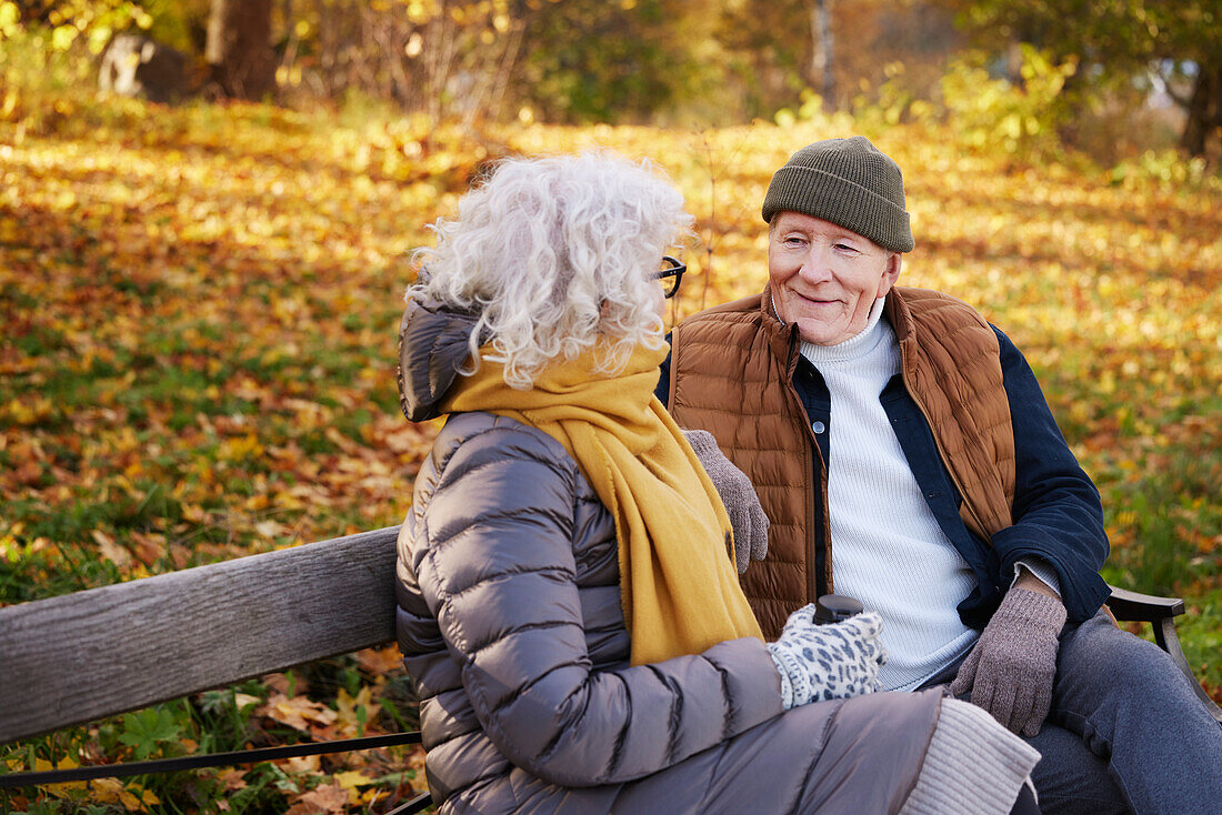 Senior couple resting in park