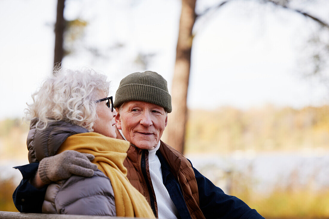 Senior couple resting in park