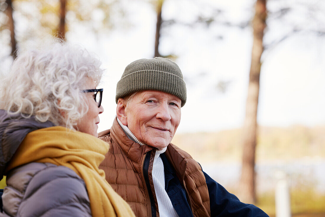 Senior couple resting in park