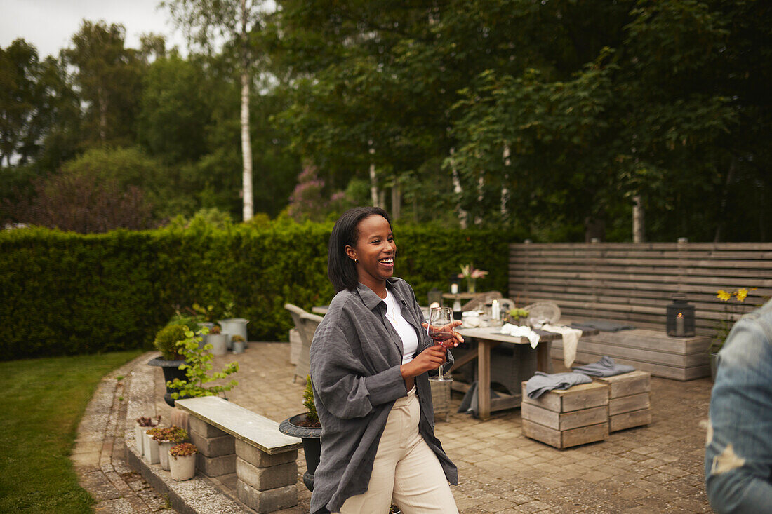 Happy woman in garden