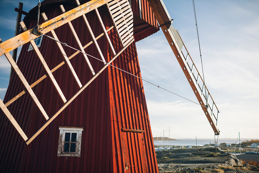 Close-up of old windmill