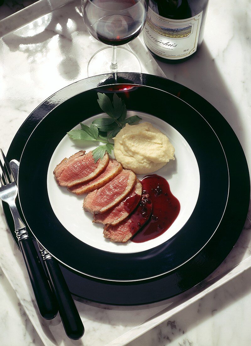 Sliced Duck Breast with Red Wine Sauce
