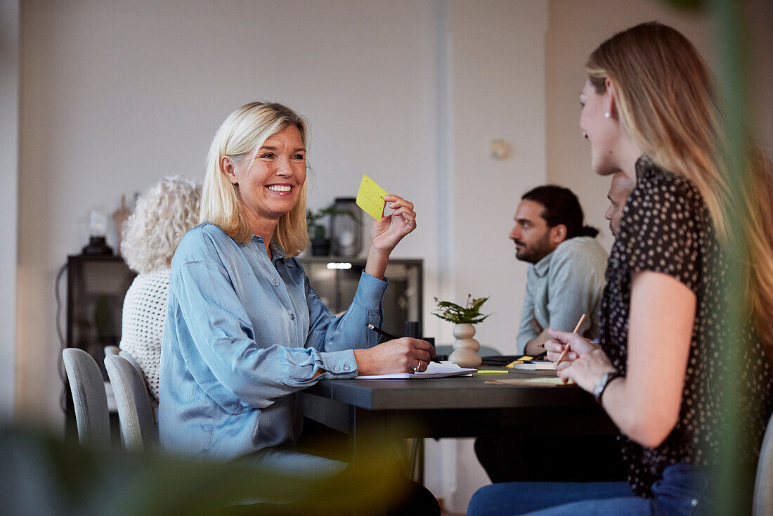 Smiling women during business meeting