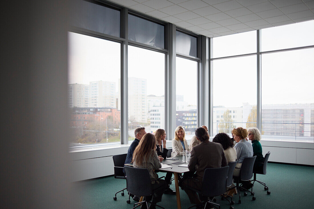 People talking during business meeting