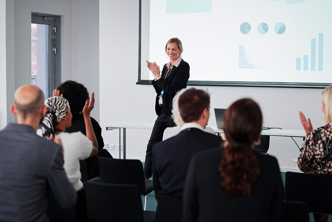 Woman having presentation during business meeting
