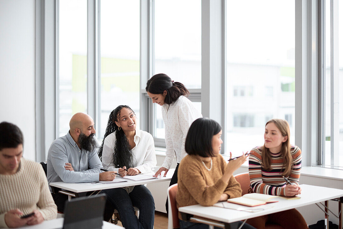 Teacher and adult students in class