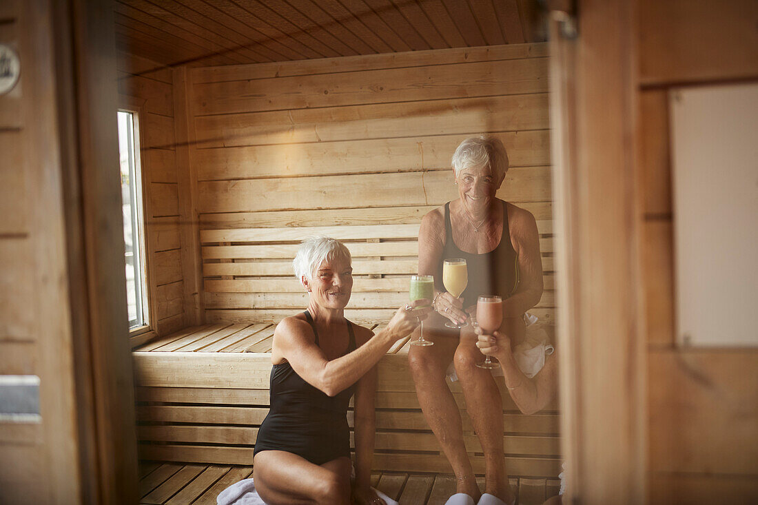 Senior women in sauna