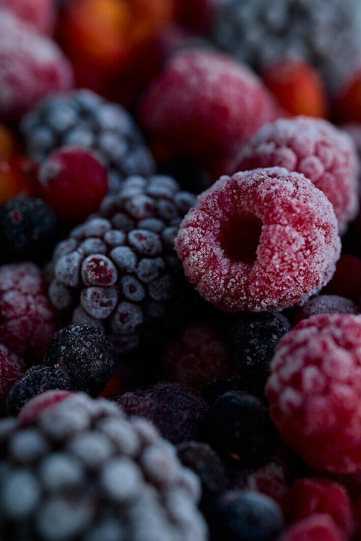 Frozen berries, full frame