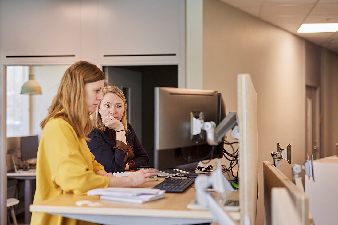 Women sitting at desk and using computer