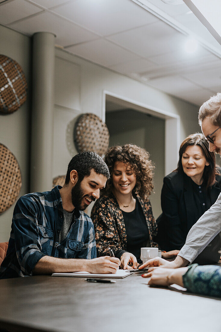 People talking during business meeting