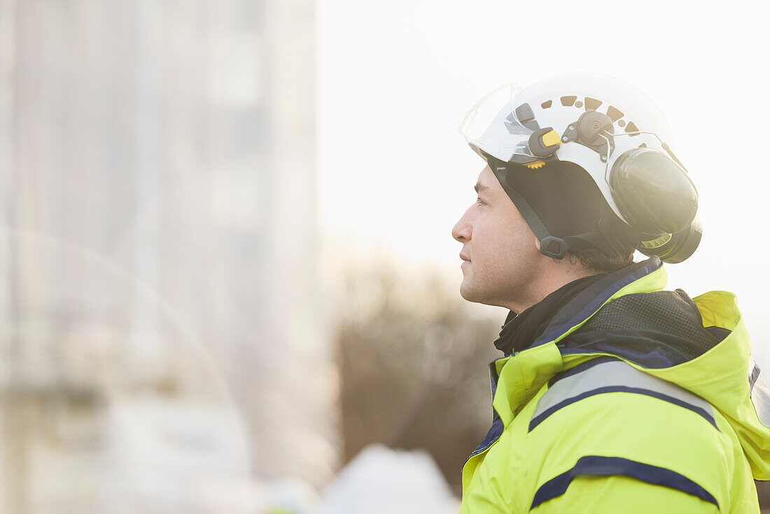 Male engineer at building site