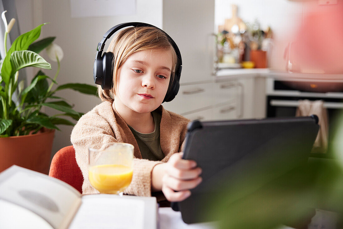 Girl doing homework at home