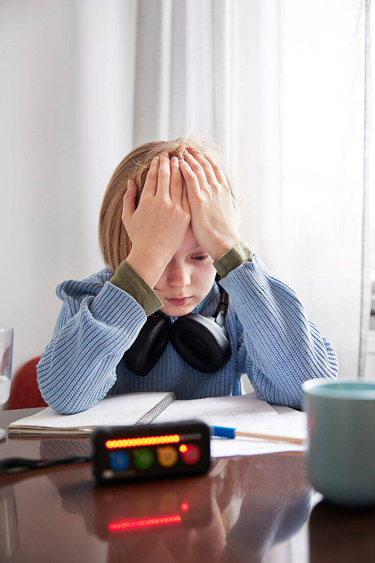 Girl doing homework at home